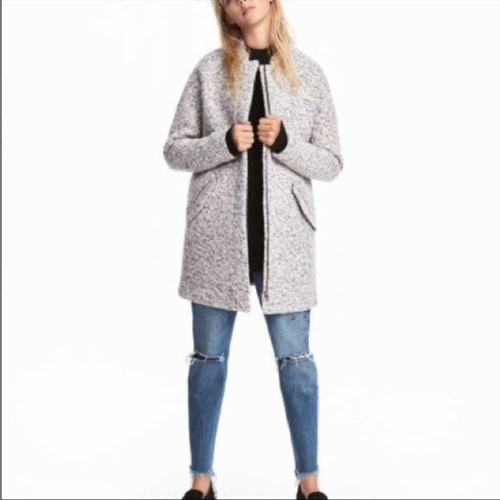 Divided by H&M Wool Blend Coat in Bouclé Yarn